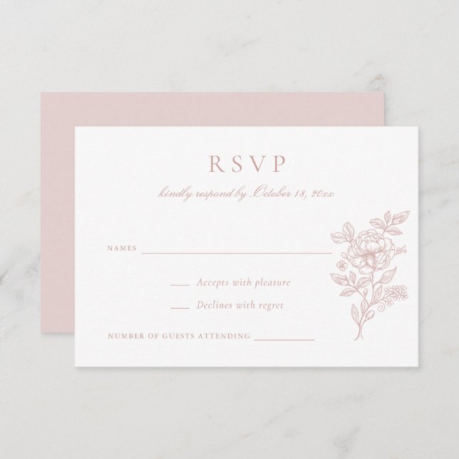 Floral Elegant Blush Wedding RSVP Invitation (Front/Back)