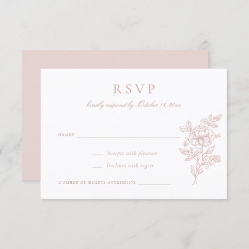 Floral Elegant Blush Wedding RSVP Invitation
