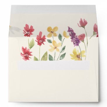 Floral Elegant Boho Summer Wildflowers Wedding Envelope