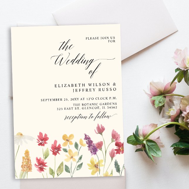 Floral Elegant Boho Summer Wildflowers Wedding Invitation (Creator Uploaded)