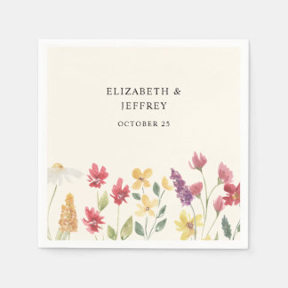 Floral Elegant Boho Summer Wildflowers Wedding Napkins