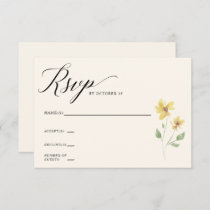 Floral Elegant Boho Summer Wildflowers Wedding RSVP Card