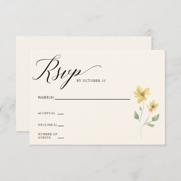 Floral Elegant Boho Summer Wildflowers Wedding RSVP Card