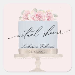 floral elegant cake virtual bridal shower sticker
