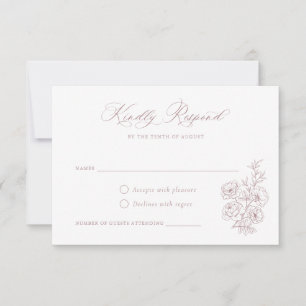 Floral Elegant Calligraphy Script Dusty Roses RSVP Invitation