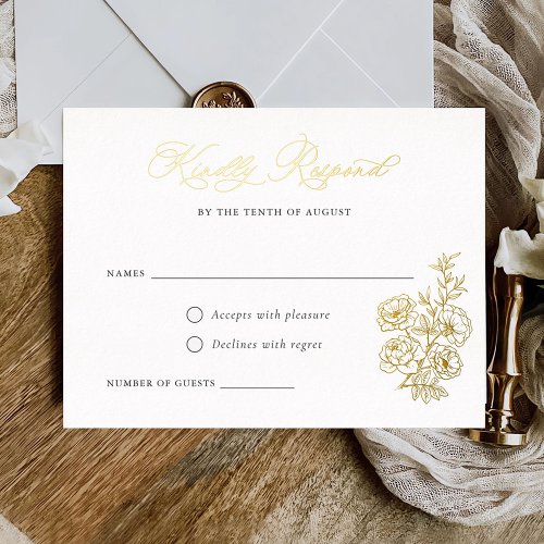 Floral Elegant Calligraphy Script Roses RSVP Card