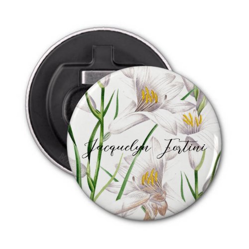 Floral Elegant Chic Cute Calligraphy Add Name Bottle Opener