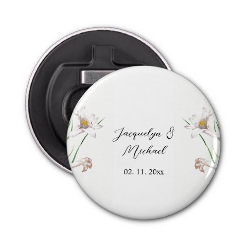 Floral Elegant Chic Cute Calligraphy Add Name Bottle Opener