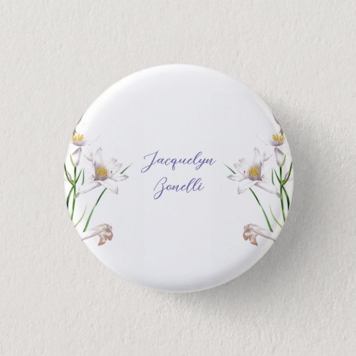 Floral Elegant Chic Cute Calligraphy Add Name Button