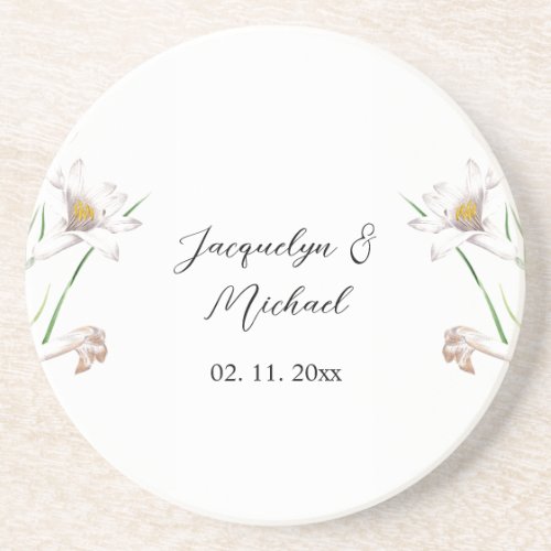 Floral Elegant Chic Cute Calligraphy Add Name Coaster