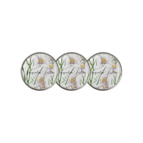 Floral Elegant Chic Cute Calligraphy Add Name Golf Ball Marker