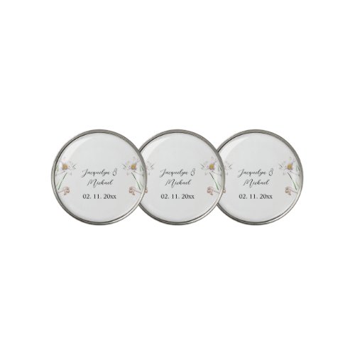 Floral Elegant Chic Cute Calligraphy Add Name Golf Ball Marker