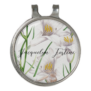 Floral Elegant Chic Cute Calligraphy Add Name Golf Hat Clip