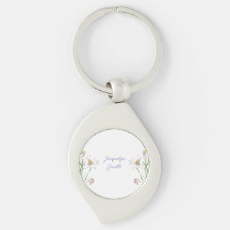 Floral Elegant Chic Cute Calligraphy Add Name Keychain
