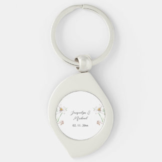 Floral Elegant Chic Cute Calligraphy Add Name Keychain