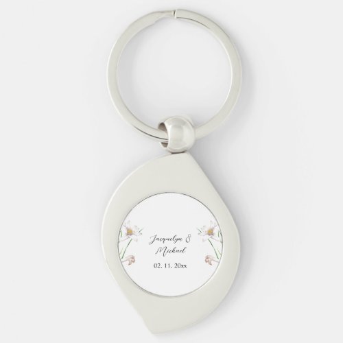 Floral Elegant Chic Cute Calligraphy Add Name Keychain