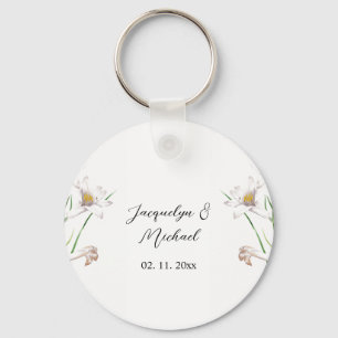 Floral Elegant Chic Cute Calligraphy Add Name Keychain