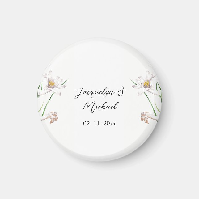 Floral Elegant Chic Cute Calligraphy Add Name Magnet (Front)