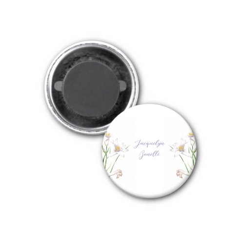 Floral Elegant Chic Cute Calligraphy Add Name Magnet