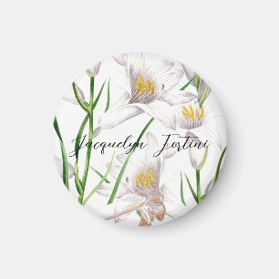 Floral Elegant Chic Cute Calligraphy Add Name Magnet