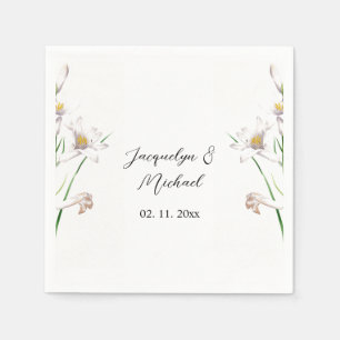 Floral Elegant Chic Cute Calligraphy Add Name Napkins
