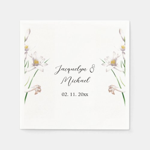 Floral Elegant Chic Cute Calligraphy Add Name Napkins