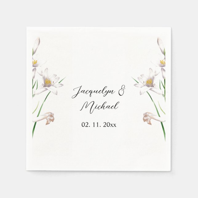 Floral Elegant Chic Cute Calligraphy Add Name Napkins (Front)
