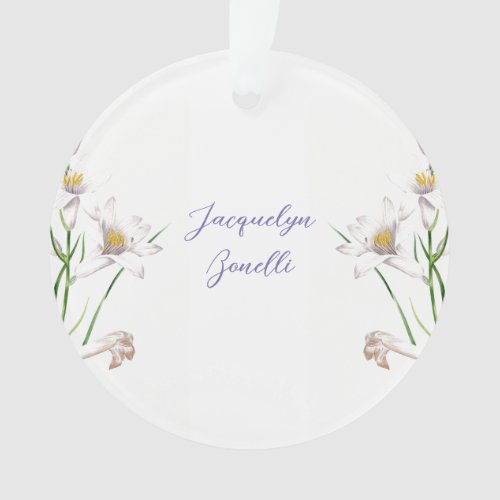 Floral Elegant Chic Cute Calligraphy Add Name Ornament