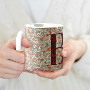 Floral Elegant Classy Monogram B green w/phrase Coffee Mug
