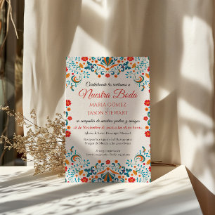Floral Elegant Colorful Botanical Spanish Wedding Invitation