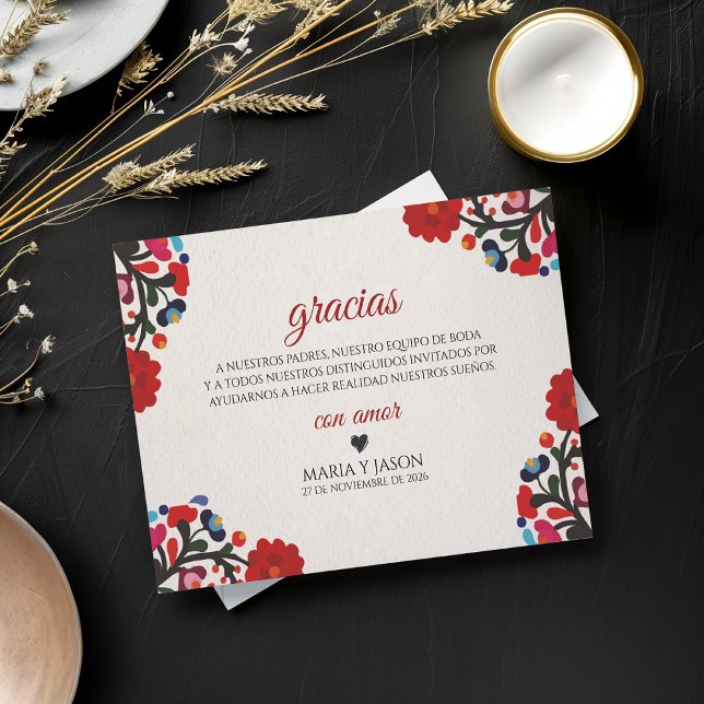 Floral Elegant Colorful Fiesta Spanish Wedding Thank You Card (Floral Elegant Colorful Fiesta Spanish Wedding Thank You Card)