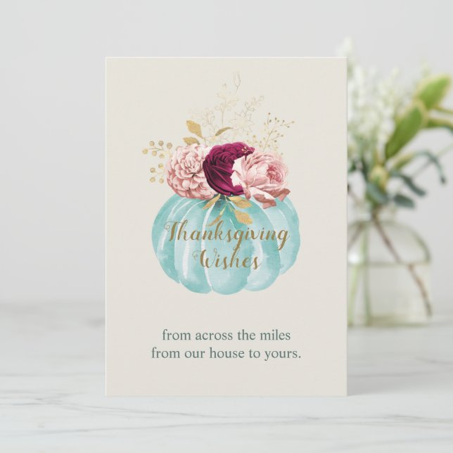 Floral Elegant Customizable "Thanksgiving Wishes"  Card (Standing Front)