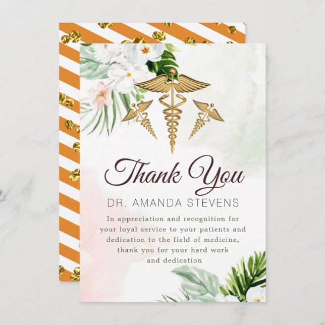Floral Elegant Doctor | Nurse Thank You Card (Front/Back)