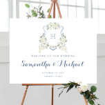 Floral Elegant Dusty Blue Crest Welcome Sign at Zazzle