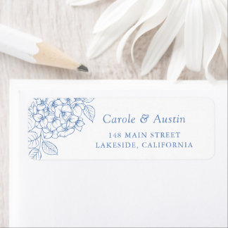 Floral Elegant Dusty Blue Hydrangea Address Label