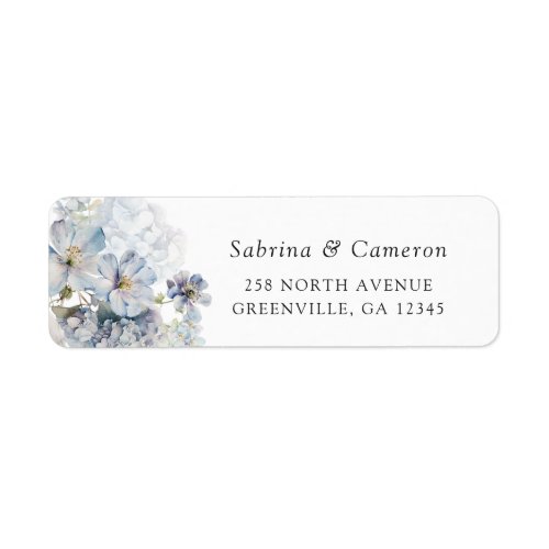 Floral Elegant Dusty Blue Return Address Label