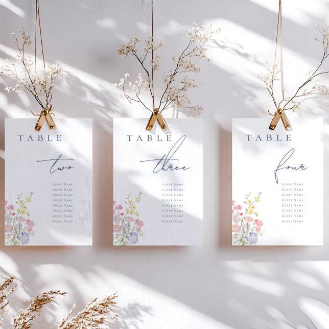 Floral Elegant Dusty Blue Script Wedding Table Number (Creator Uploaded)