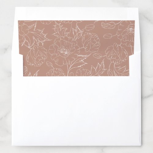 Floral Elegant Dusty Blush Botanical Wedding Envelope Liner