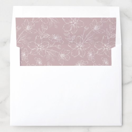 Floral Elegant Dusty Rose Blush Blossom Envelope  Envelope Liner