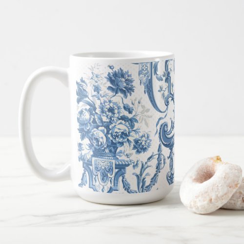 Floral Elegant English Cottage Blue White Country Coffee Mug