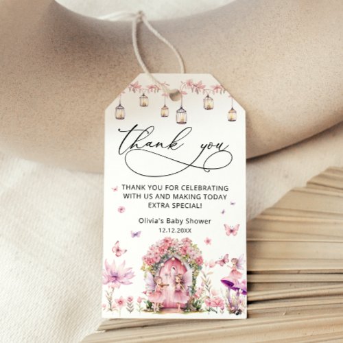 Floral Elegant Fairy Garden Baby Shower Thank You Gift Tags