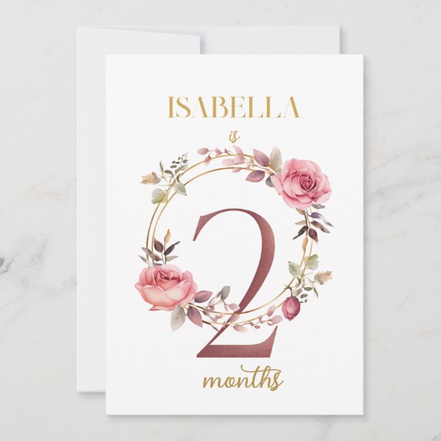 Floral Elegant First Year Baby Milestone Card (Front)