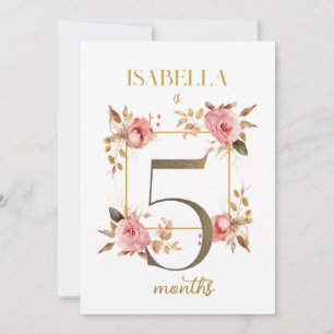 Floral Elegant First Year Baby Milestone Card