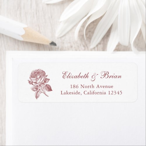 Floral Elegant French Rose Vintage Wedding Address Label