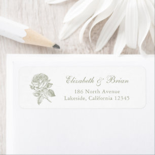 Floral Elegant French Roses Sage Wedding Address Label