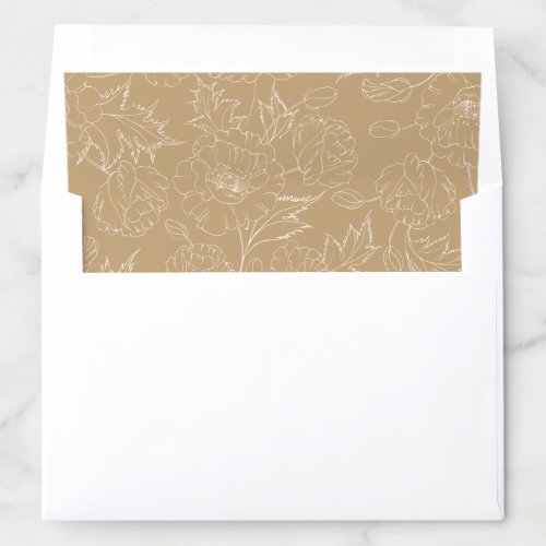Floral Elegant Gold Botanical Wedding Envelope Liner