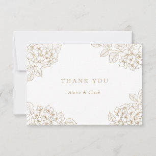 Floral Elegant Gold Hydrangea Wedding Thank You Card