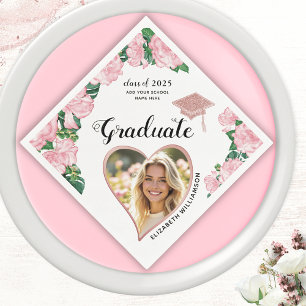Floral Elegant Graduate Photo 2025 Graduation Napkins