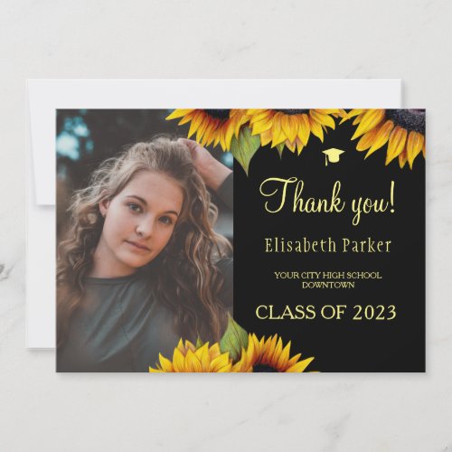 Floral elegant graduation photo graduate thank you