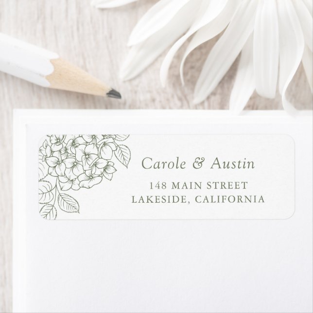 Floral Elegant Green Hydrangea Address Label (Insitu)